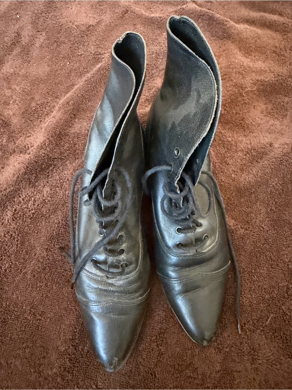 Vintage Walter Steiger Black Leather Lace Up Ankle Boots Italy Size 8